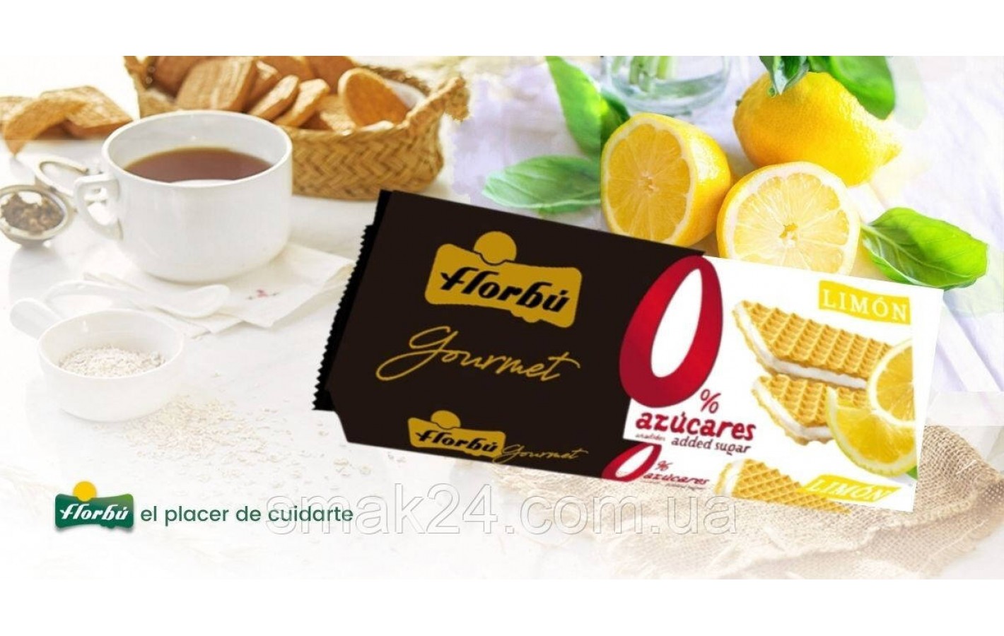 Вафли лимонные БЕЗ САХАРА Florbu Gourmet Limon 0% azucares 150г Испания