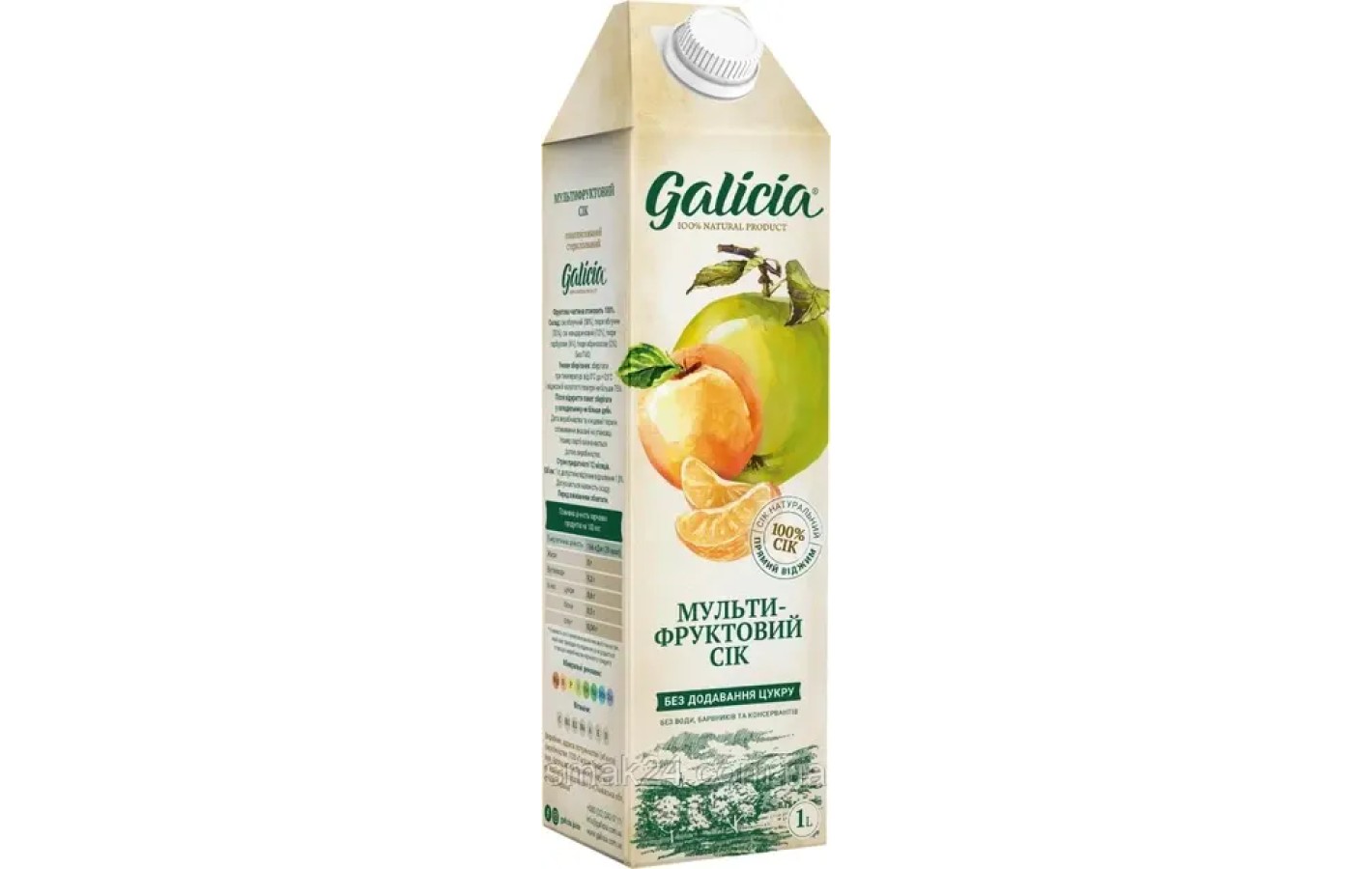 Сок Мульти-Фруктовый натуральный БЕЗ САХАРА ТМ Galicia 1л Украина