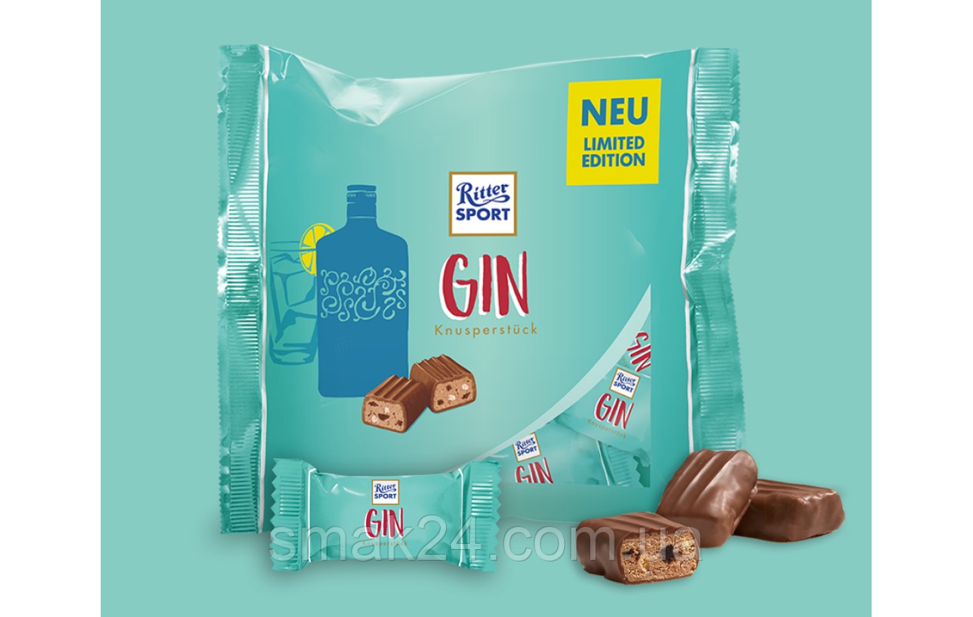 Цукерки шоколадні Джин Ritter Sport Gin 200 г (12шт) Німеччина