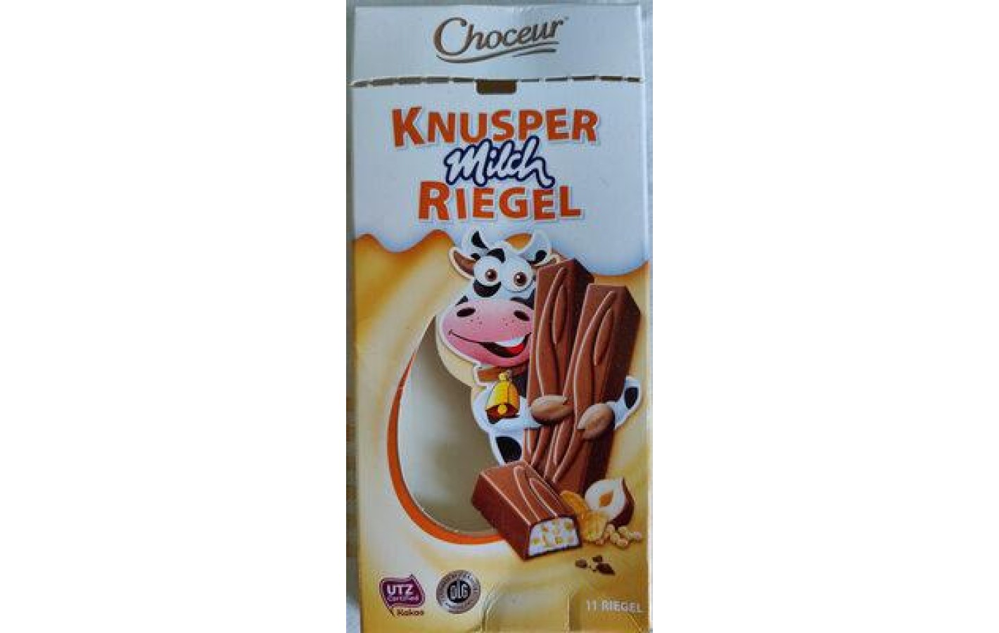Шоколад молочный с кусочками фундука и хлопьями Choceur Knusper Milch Riegel 200г Германия