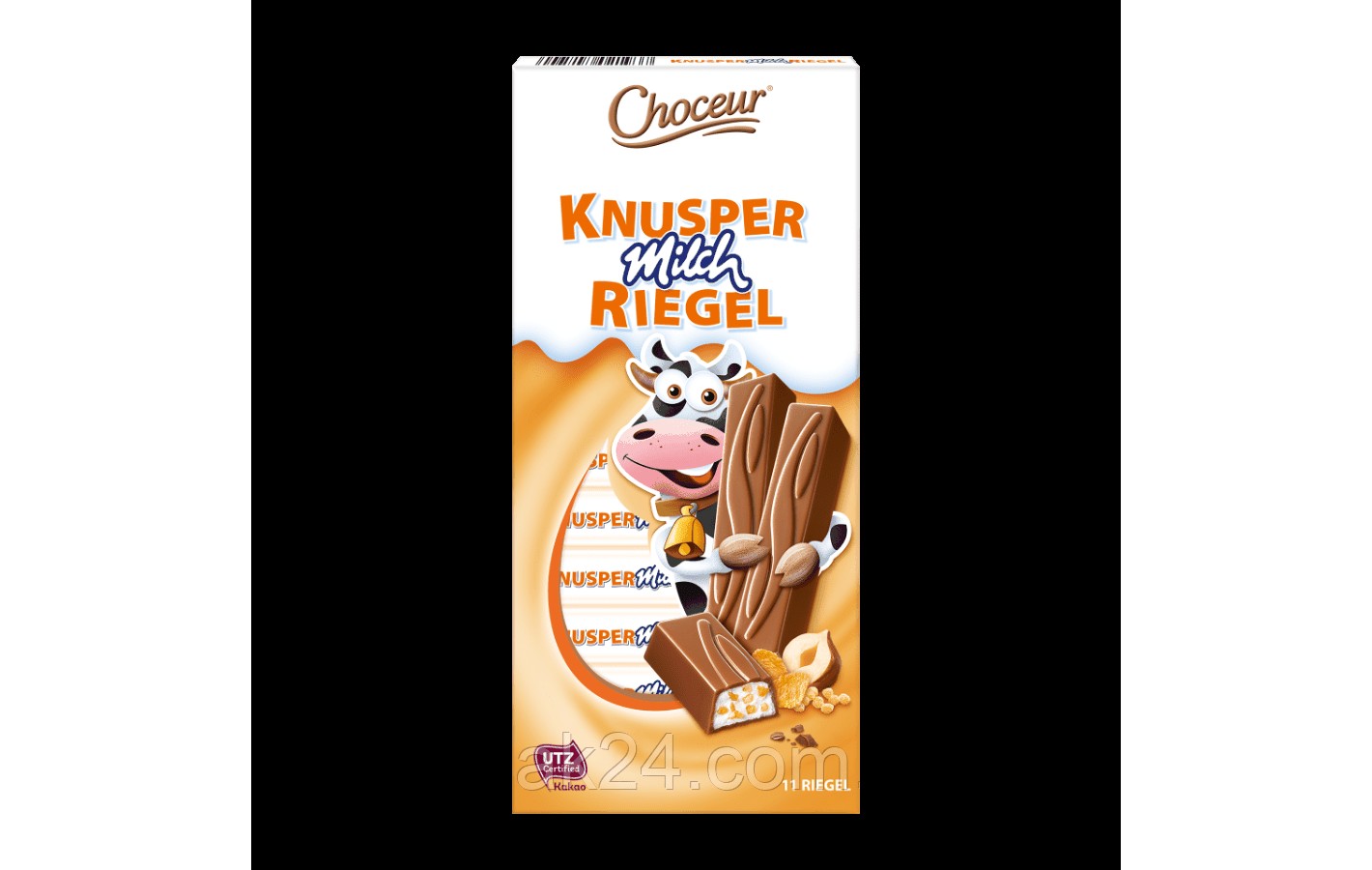 Шоколад молочный с кусочками фундука и хлопьями Choceur Knusper Milch Riegel 200г Германия