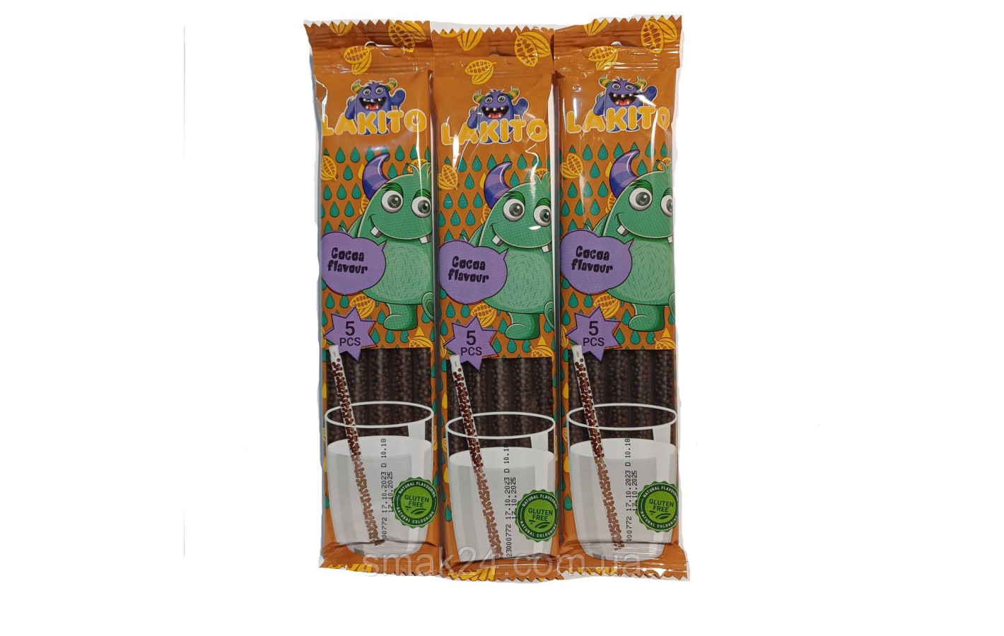 Соломка із розчинними цукровими гранулами для молока зі смаком коли Lakito Cocoa Flavour (5x6г) 30г Угорщина