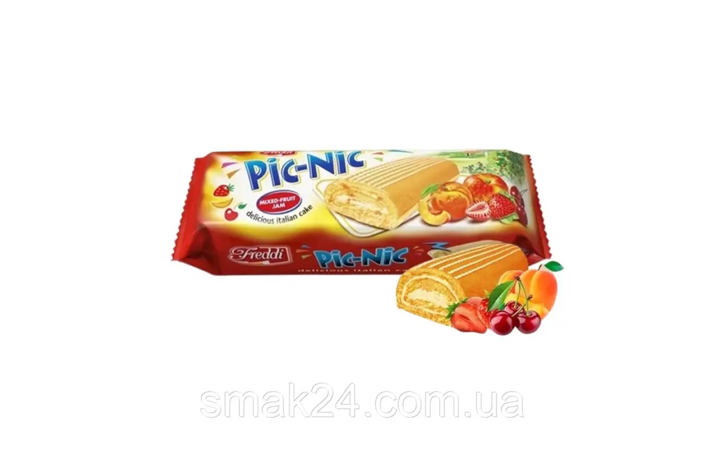 Рулет бісквітний із фруктовим кремом Freddi Pic-Nic Mixed-Fruit Jam 200г Італія