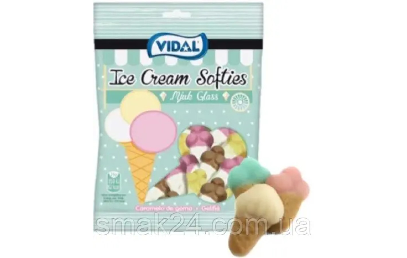 Желейні цукерки Морозиво у склянці БЕЗ ГЛЮТЕНУ Vidal Ice Cream Softies 100г Іспанія