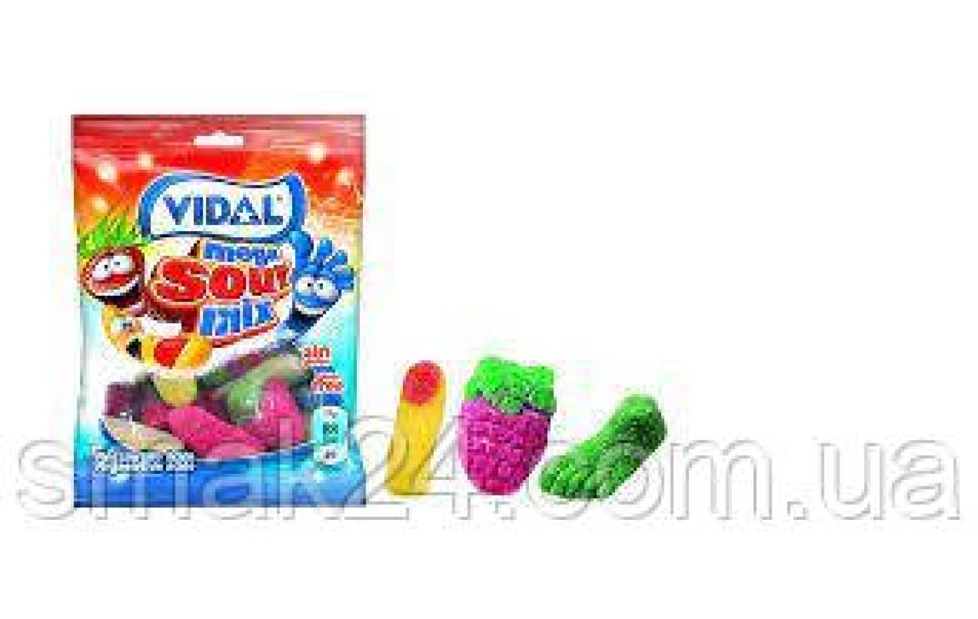 Желейні цукерки Кислий Мега Мікс БЕЗ ГЛЮТЕНУ Vidal Mega Sour Mix 90г Іспанія