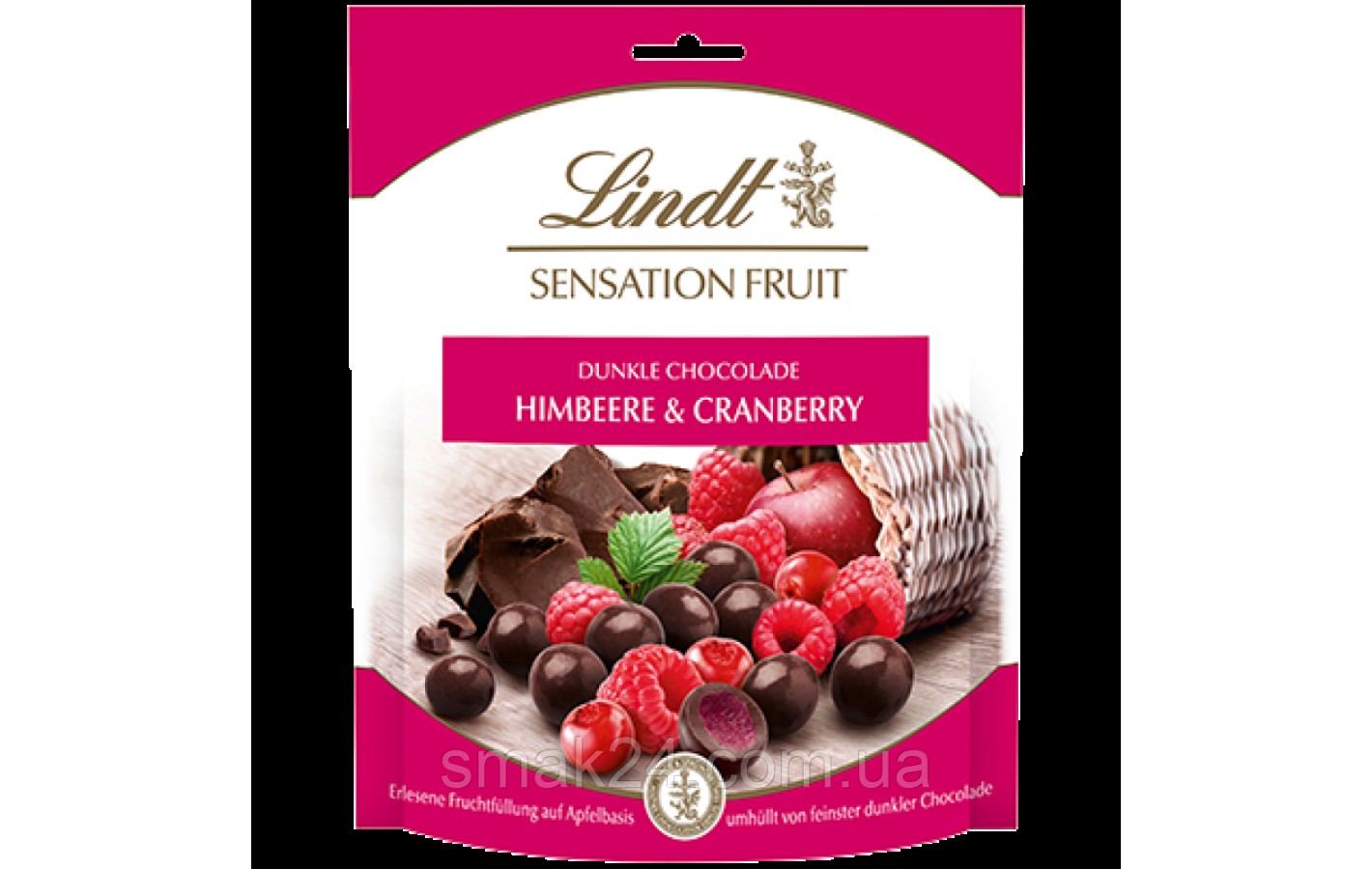 Конфеты/Сублимированные фрукты в шоколаде Lind Lindt Sensation Fruit Himlbeere&Cranberry 150г Франция