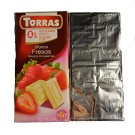 Шоколад без цукру та глютена Torras білий зі шматочками полуниці Іспанія 75г (фабрична упаковка - фольга)