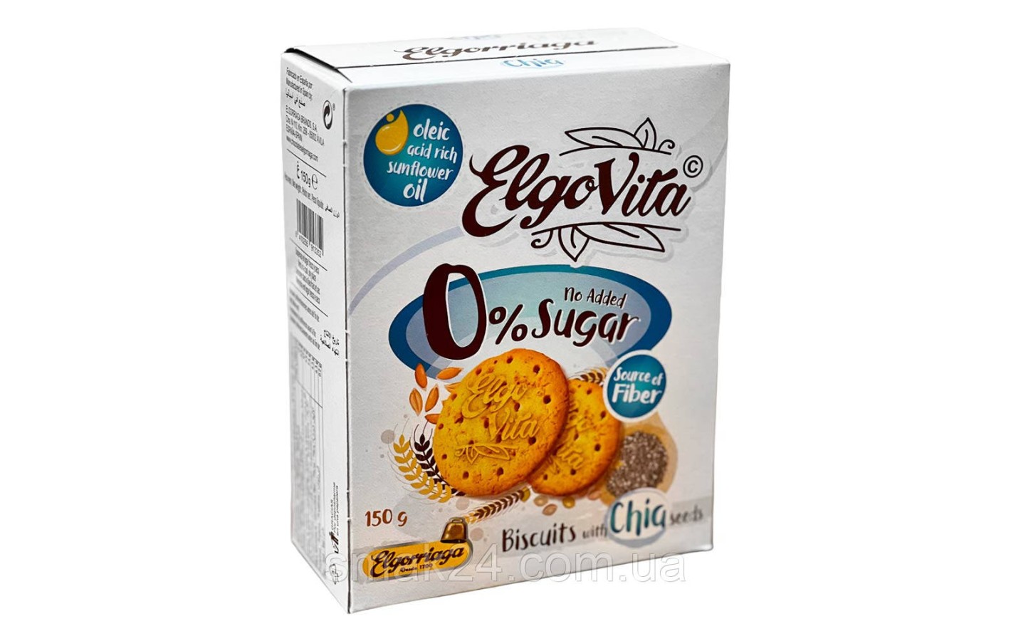 Печенье с семенами Чиа БЕЗ САХАРА Elgo Vita Biscuits with Chia seeds 150г Испания