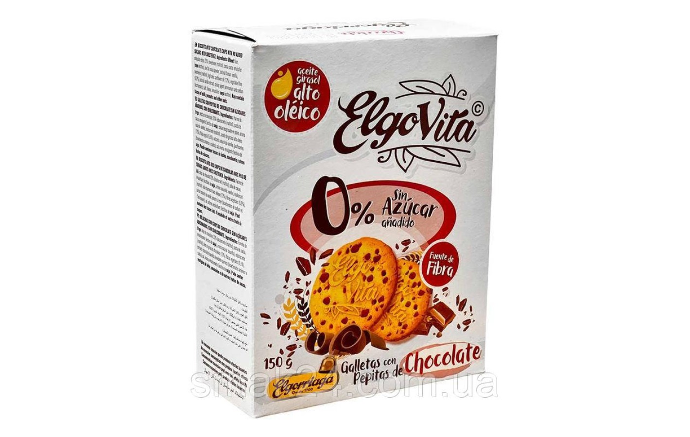 Печенье с шоколадной крошкой БЕЗ САХАРА Elgo Vita Galletas con Pepitas de Chocolate 150г Испания