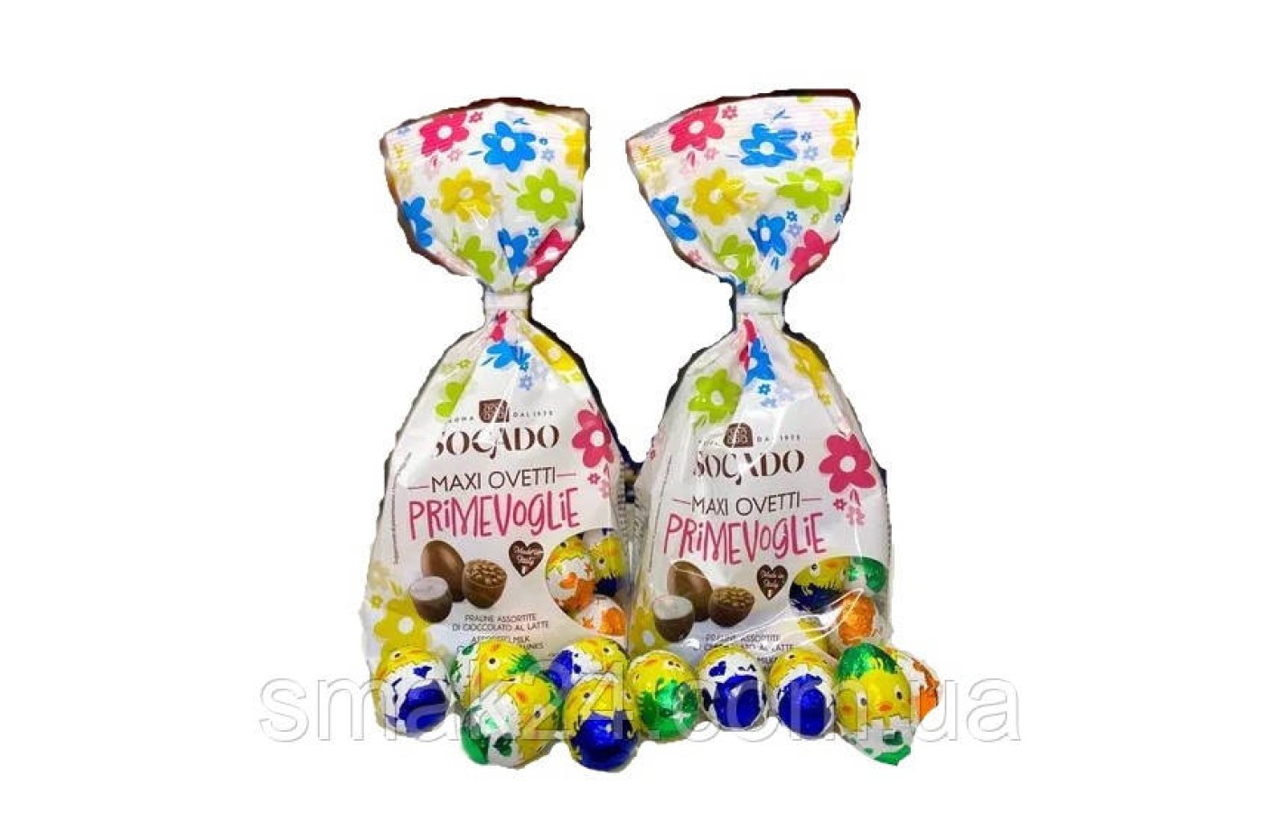Конфеты шоколадные Яйца Ассорти Socado Maxi Ovetti Primevoglie 250г Италия