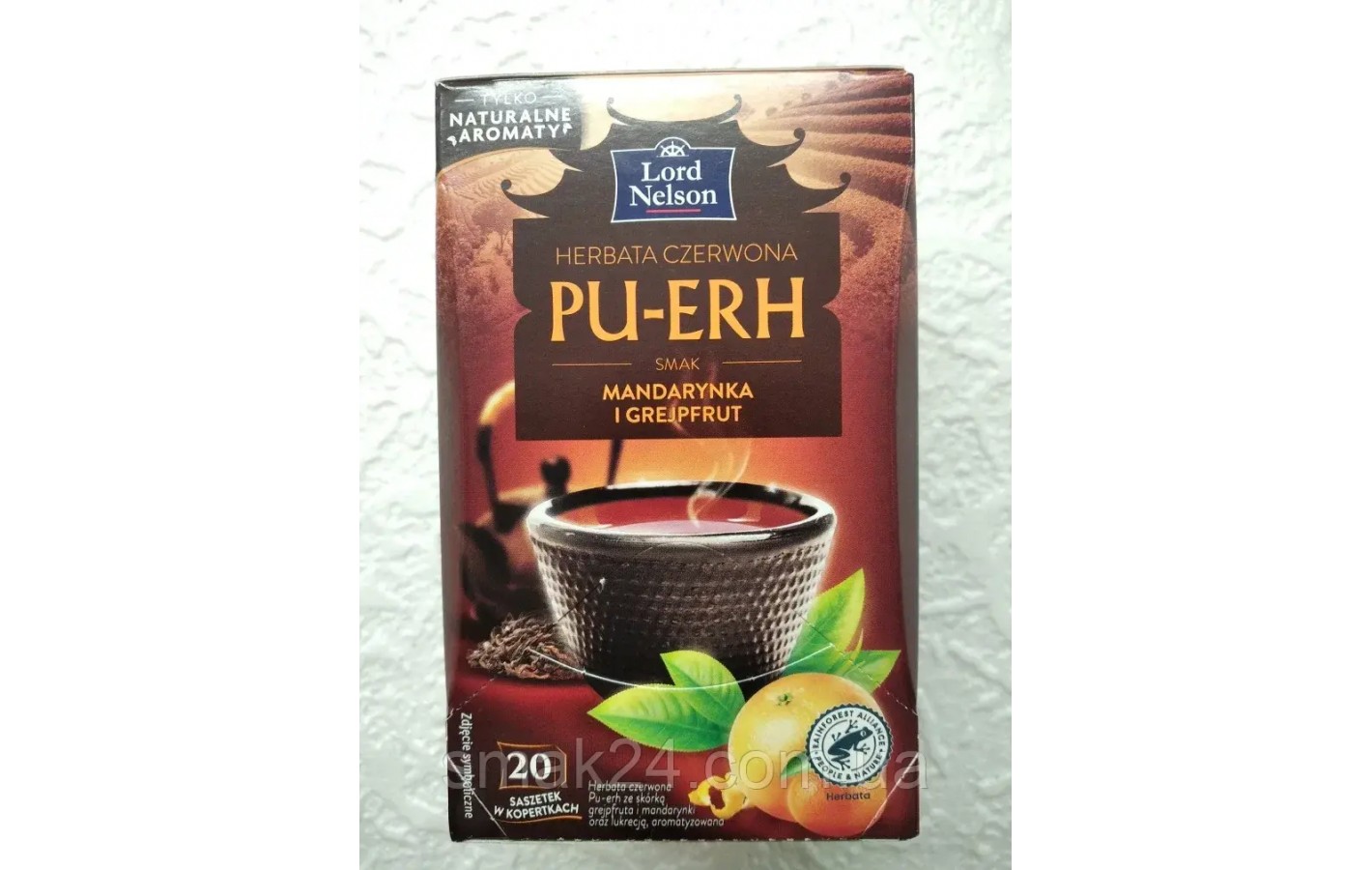 Чай красный пуэр со вкусом мандарина и грейпфрута Lord Nelson Pu-Erh Mandarynka i Grejpfruit 40г(20х2г) Польша