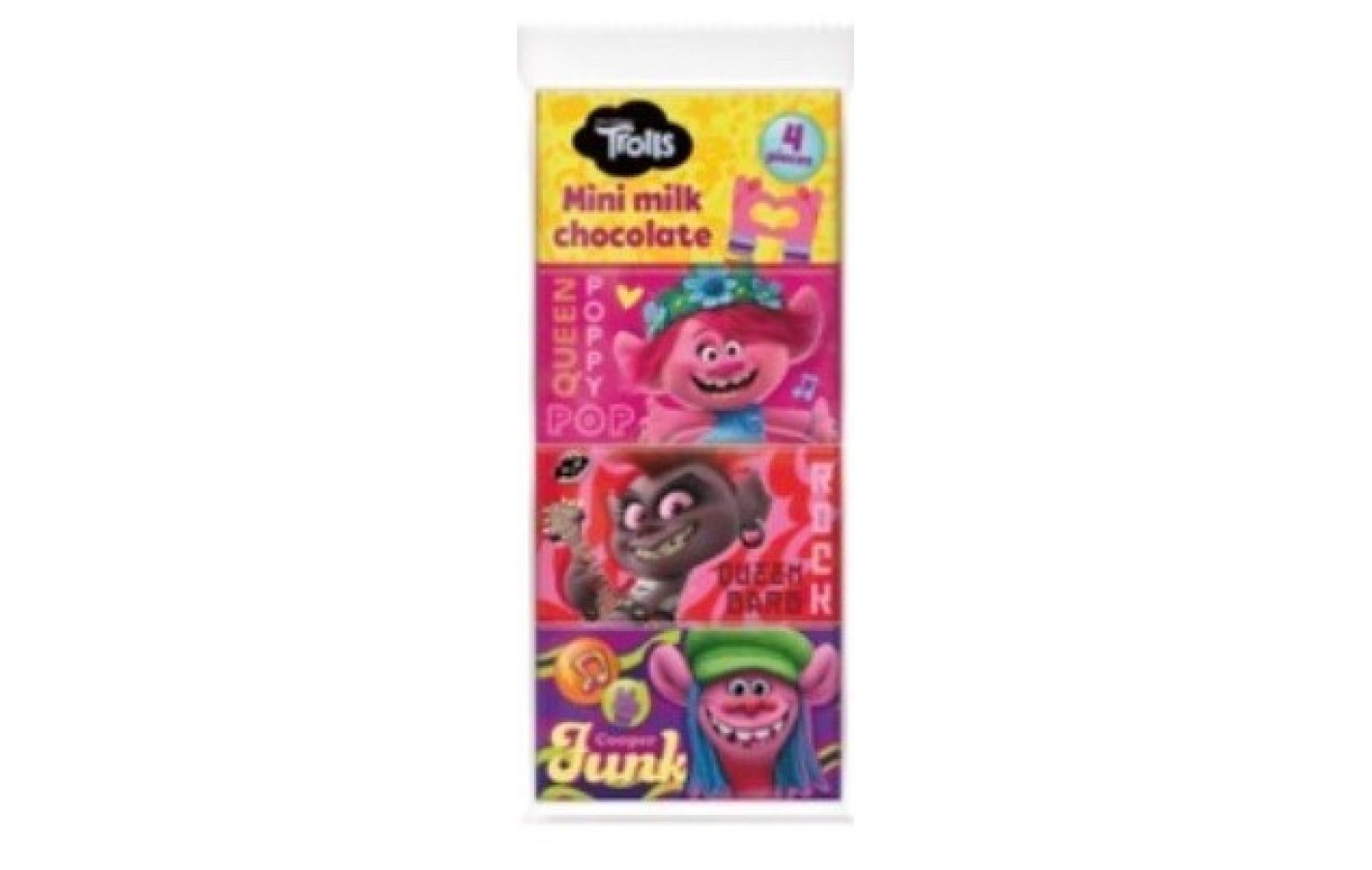 Набір міні-шоколаду Тролі Mini Milk Chocolate Trolls (4х20г) 80г Польща
