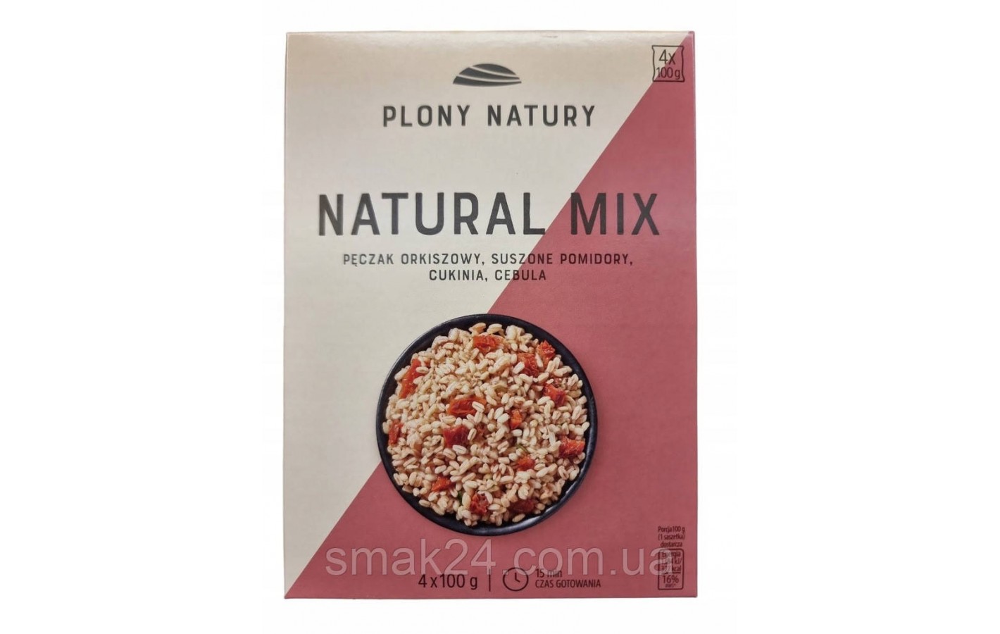 Крупа (каша) перлова PLONY NATURAL МІКС (перлова крупа, в'ялені томати, цукіні, цибуля) (4х100 г) Польща 400 г