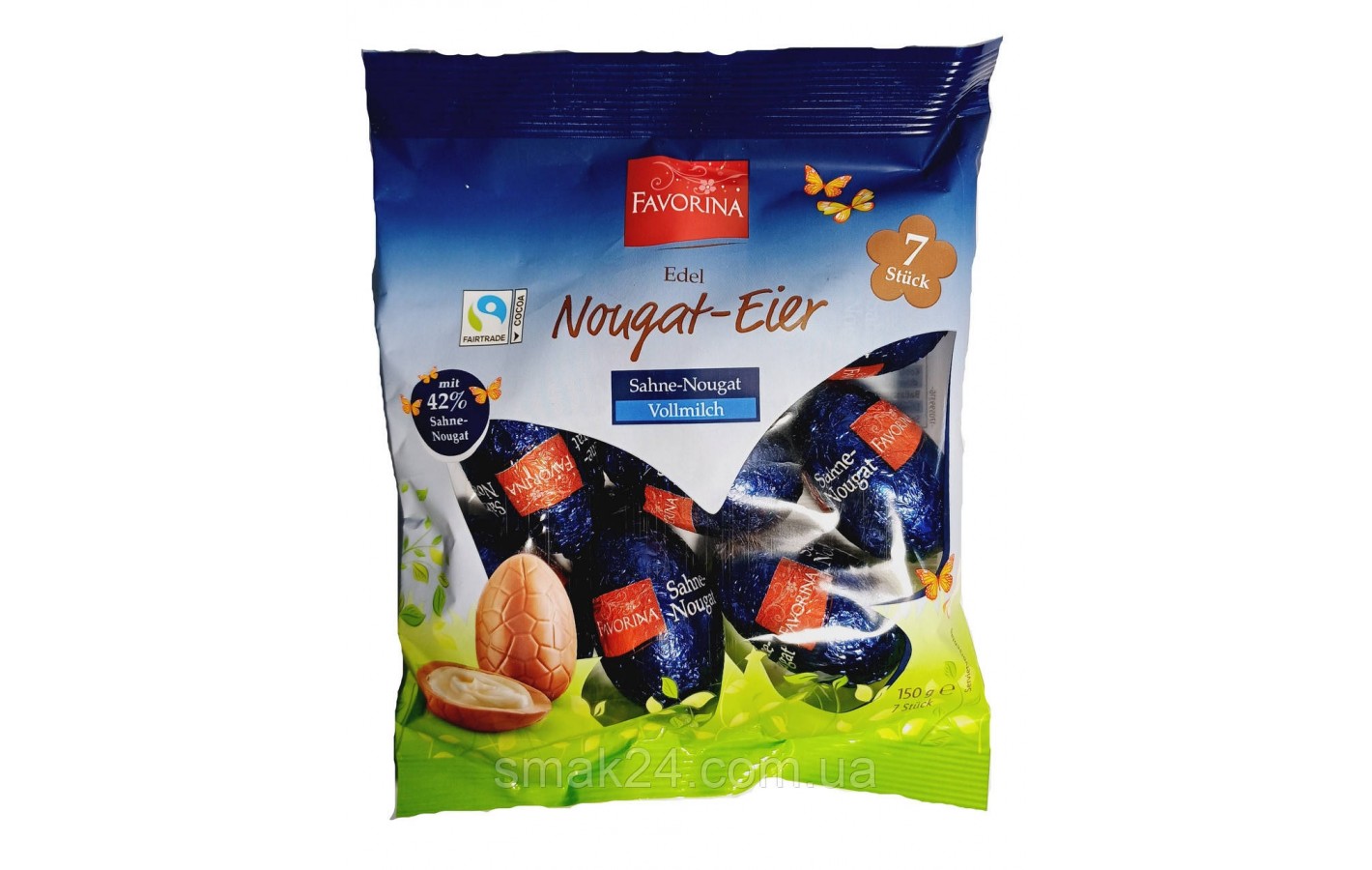 Шоколадные молочные яйца с молочным кремом Favorina Edel Nougat-Eier Sahne 150г Германия