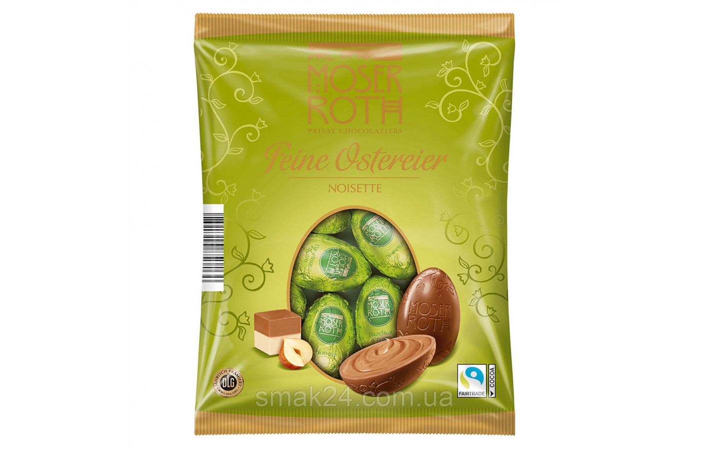 Шоколадные яйца с ореховым (фундук) кремом Moser Roth Feine Ostereier Noisette 150г Германия