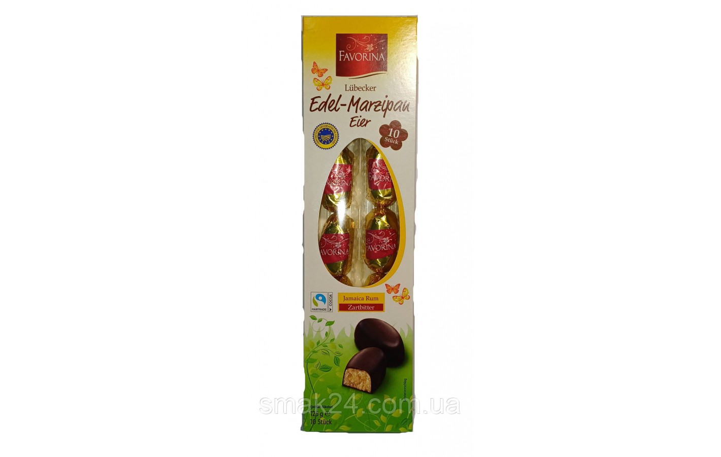 Марципанові яйця з ром у чорному шоколаді (конфети) Favorina Edel-Marzipan Eier Jamaica Rum 125 г Німеччина