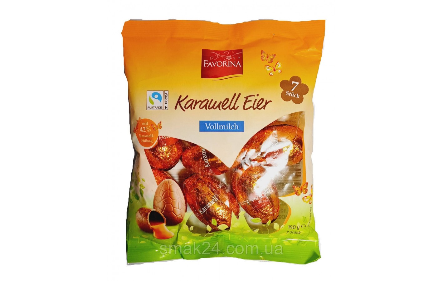 Шоколадные молочные яйца с карамельным кремом Favorina Karamell Eier 150г Германия