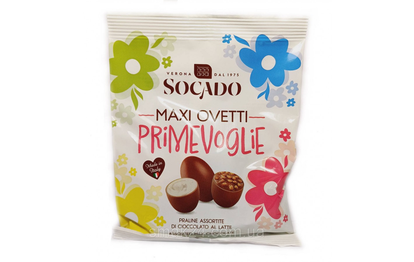 Конфеты шоколадные Яйца Ассорти Socado Maxi Ovetti Primevoglie 110г Италия