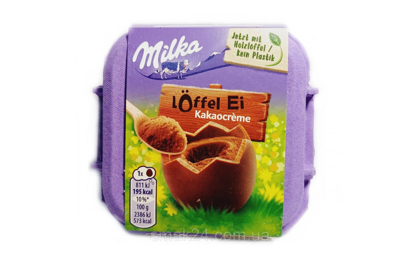Шоколадні яйця з шоколадним кремом Milka Loffel Ei Kakaocreme (4x34г) 136г Швейцарія  Чотири яйця з альпійського молочного шоколад