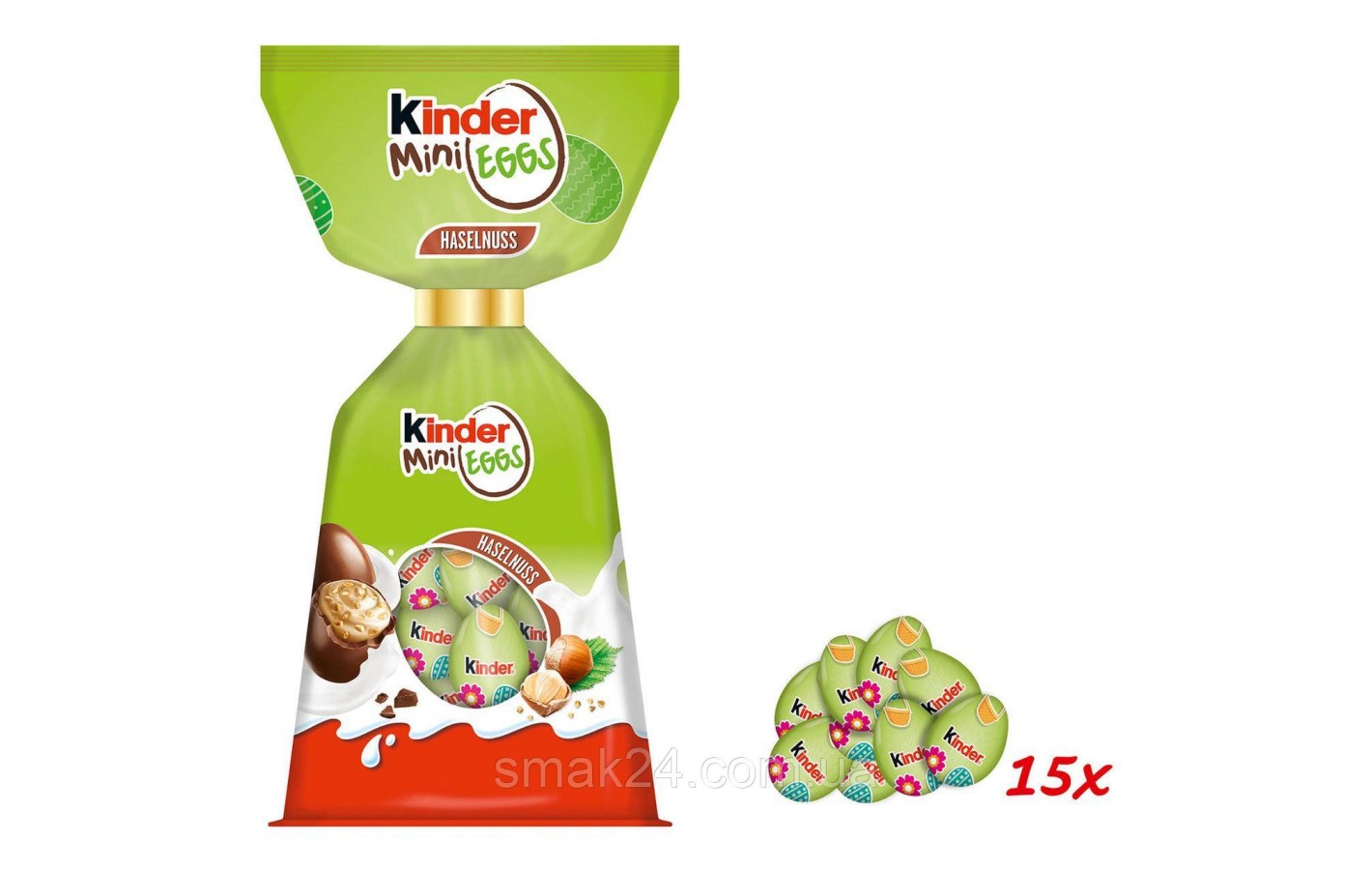 Шоколадные мини-яйца Kinder Mini Eggs Haselnuss 85г (15шт) Италия