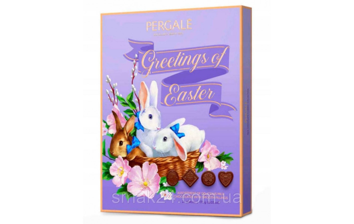 Шоколадні цукерки Великодні вітання Pergale Greetings of Easter 171г (24шт) Литва