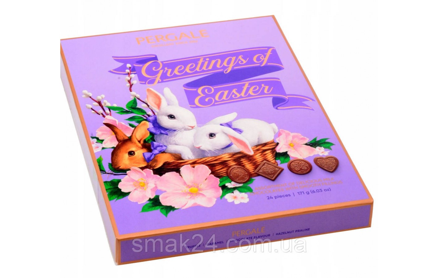 Шоколадні цукерки Великодні вітання Pergale Greetings of Easter 171г (24шт) Литва