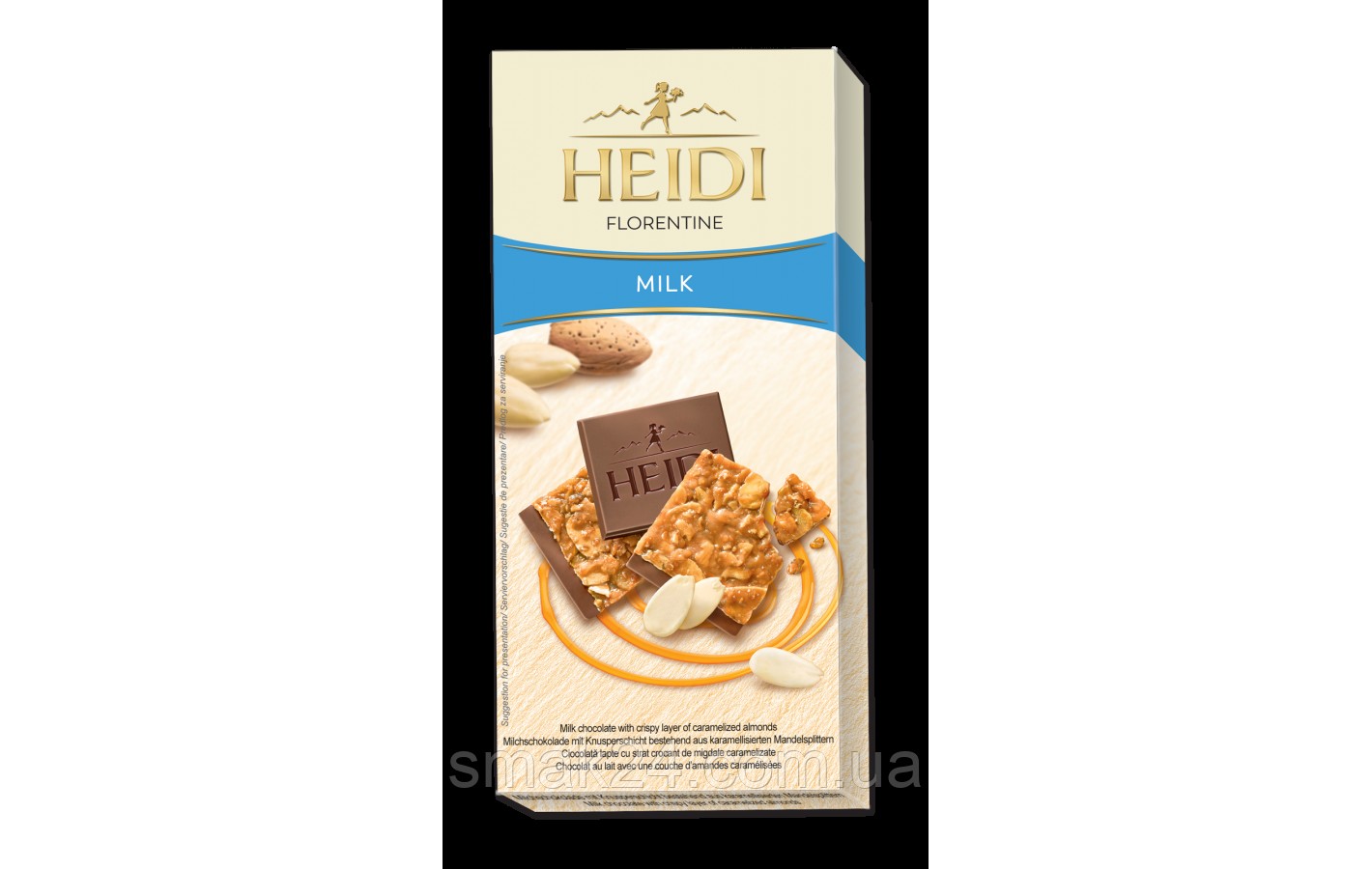 Шоколад молочный с карамелизированным слоем миндаля 30% какао Heidi Florentine Milk 100г Румыния