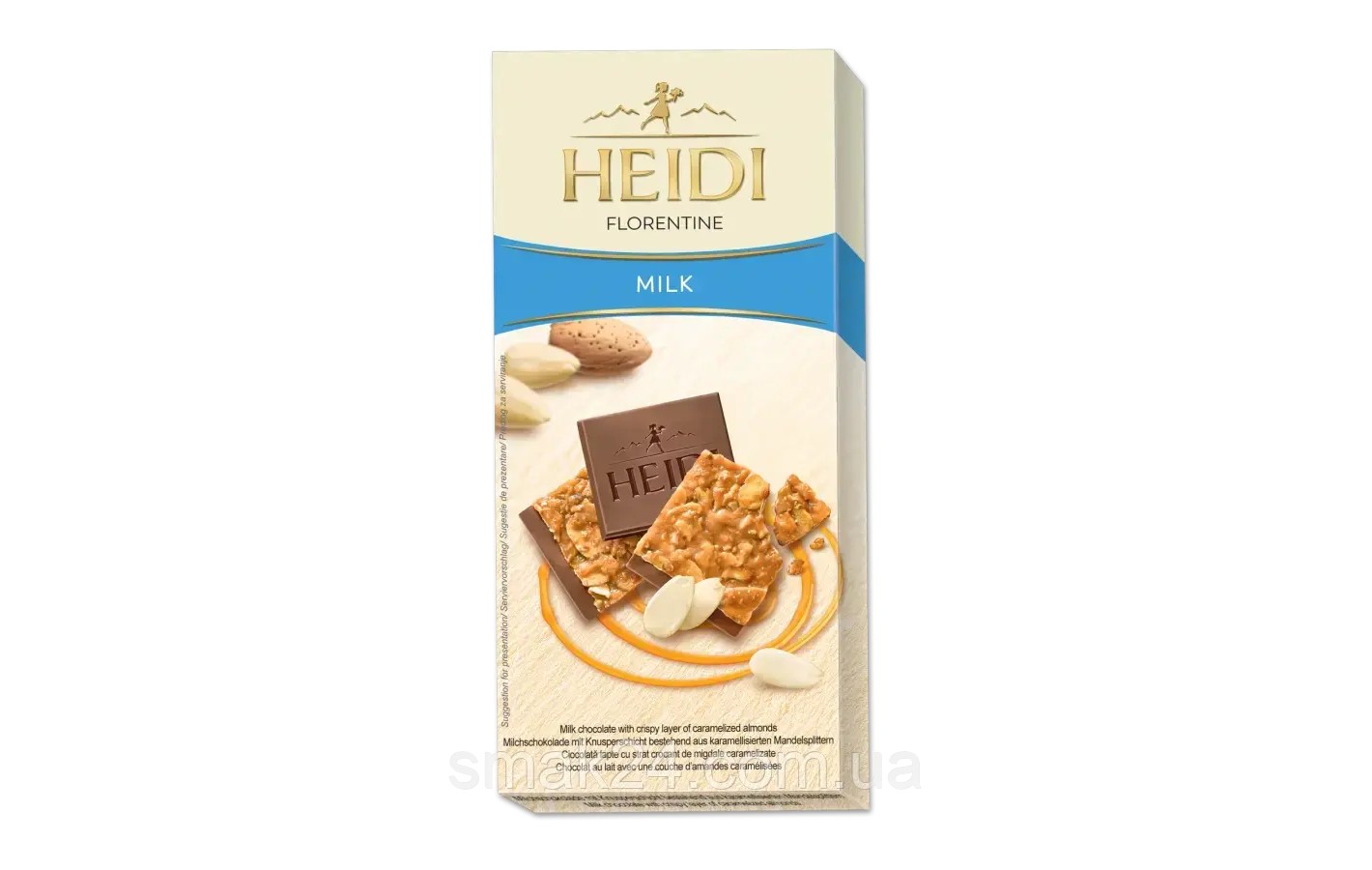 Шоколад молочный с карамелизированным слоем миндаля 30% какао Heidi Florentine Milk 100г Румыния