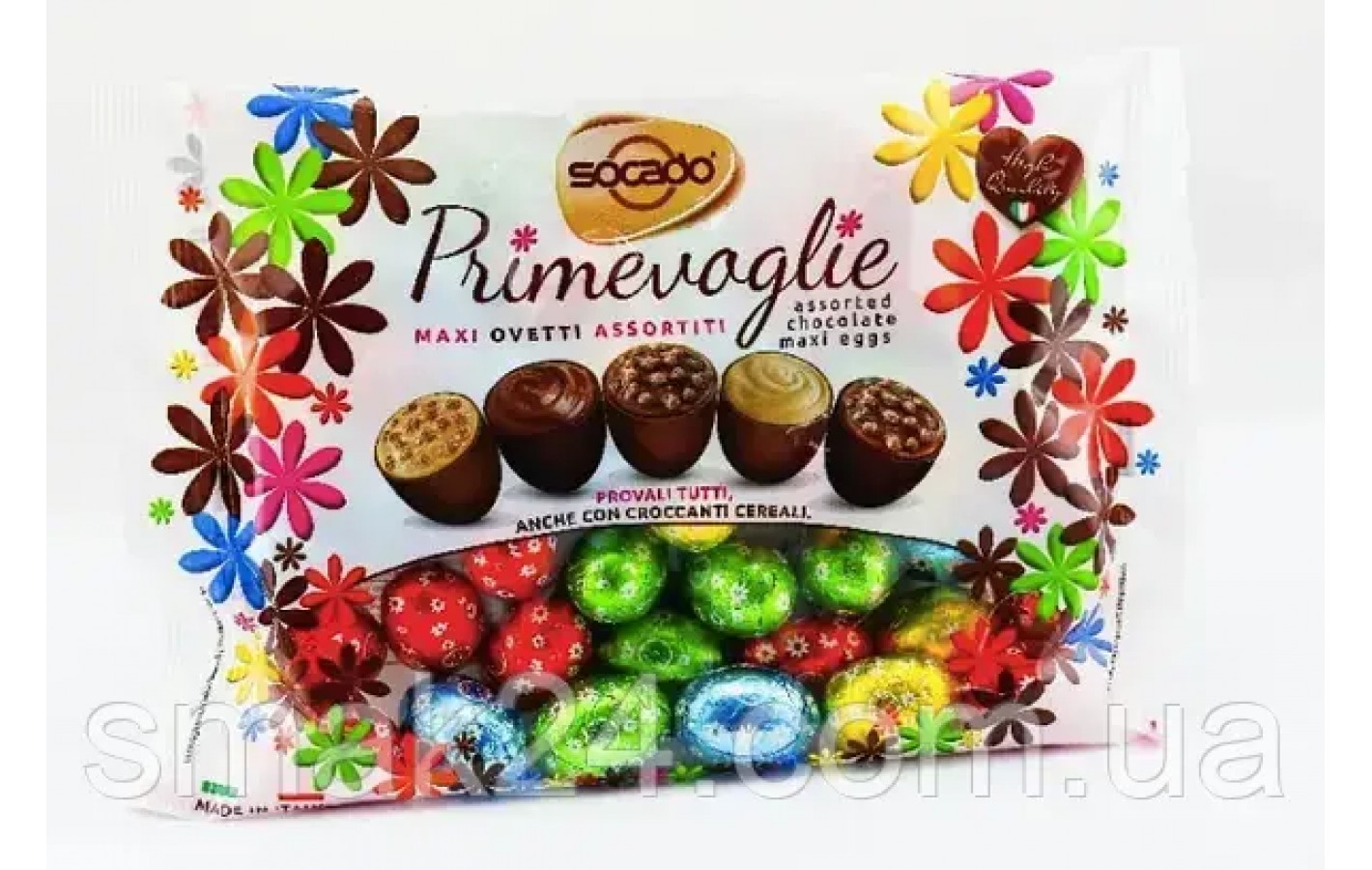 Конфеты шоколадные Яйца Ассорти Socado Maxi Ovetti Primevoglie 1кг Италия