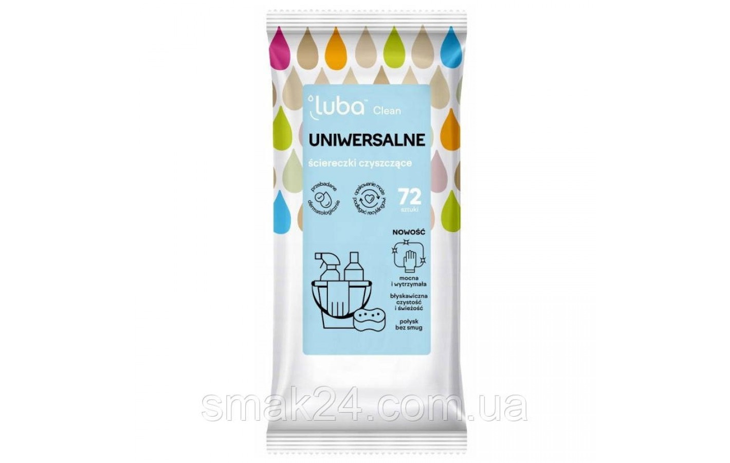 Вологі серветки для збирання Luba Clean Uniwersalne 72шт Польща