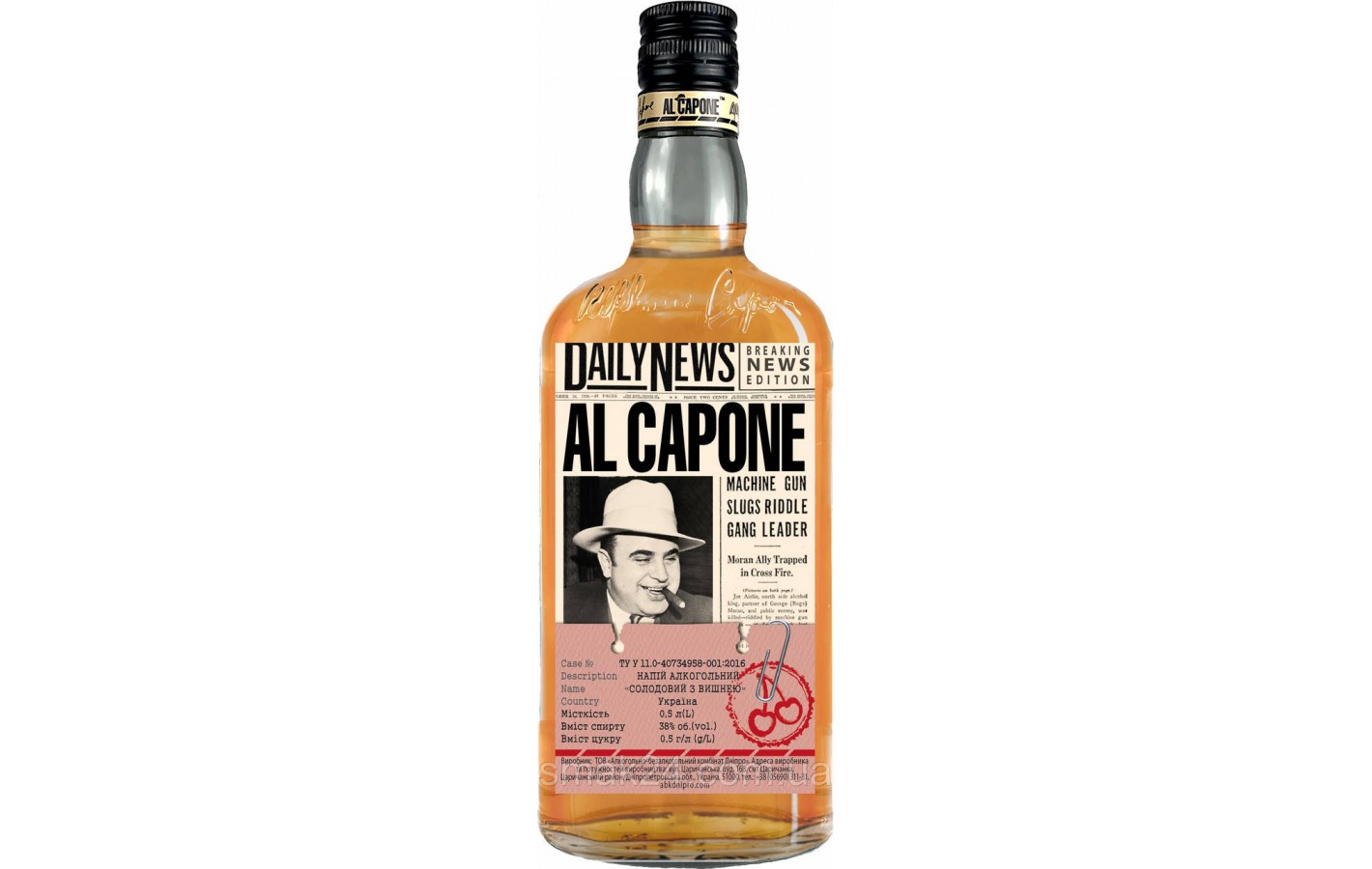 Напій солодовий алкогольний з вишнею AL CAPONE 38% 0.5л
