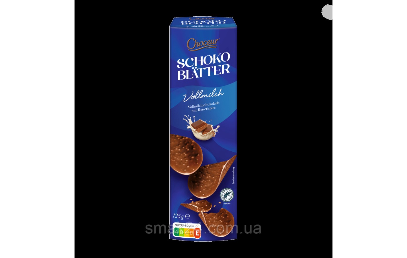 Шоколадні чіпси з хрустким рисом зі смаком полуниці Choceur Schoko Blatter Joghurt Erdbeere 125г Бельгія