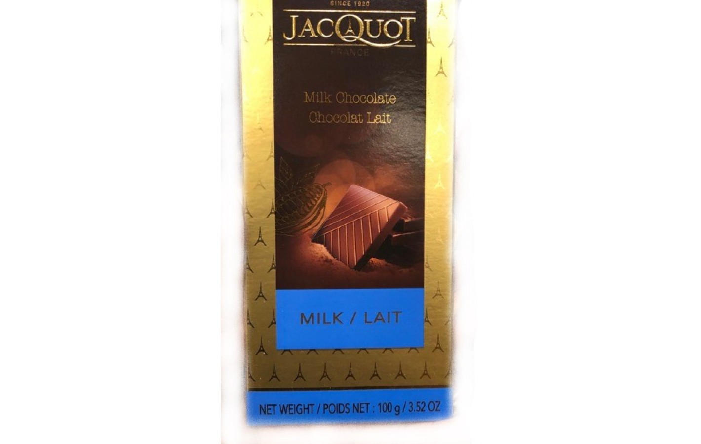 Шоколад молочный 33% какао Jacquot Milk Chocolate 100г Франция