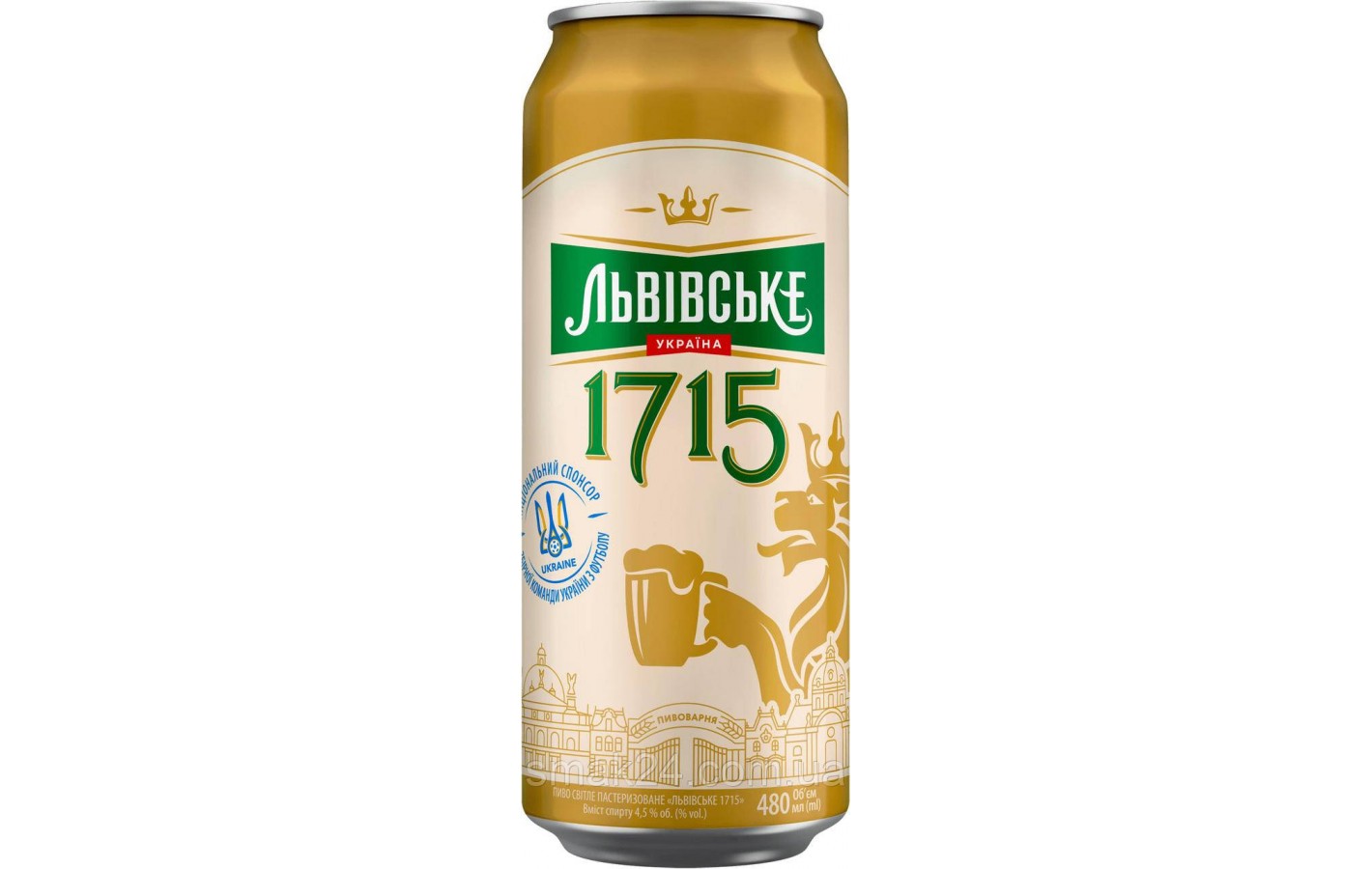 Пиво светлое Львовское 1715 4.5% 0.48л ж/б