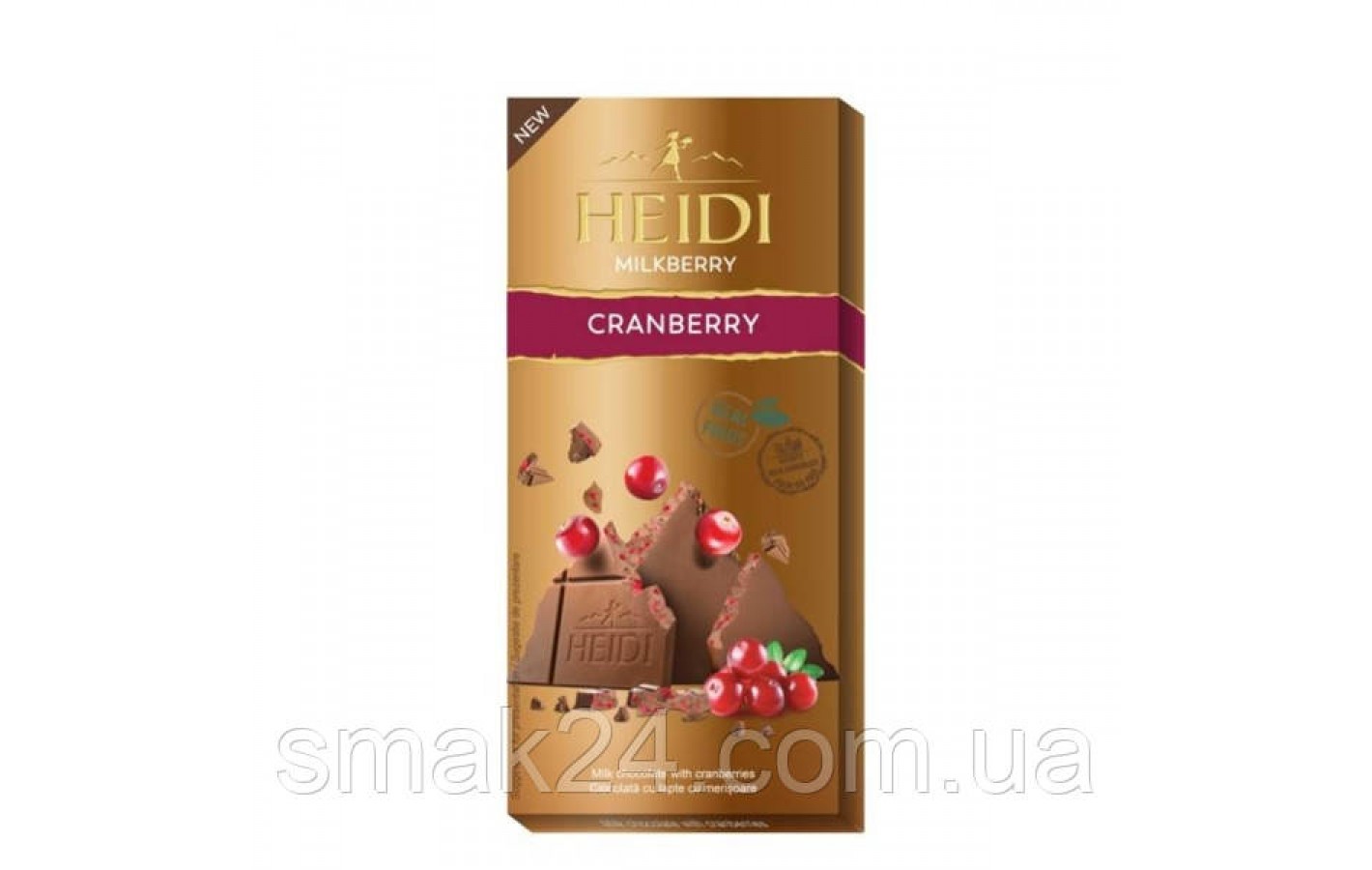Шоколад молочный с клюквой 30% какао Heidi Milkberry Cranberry 80г Румыния