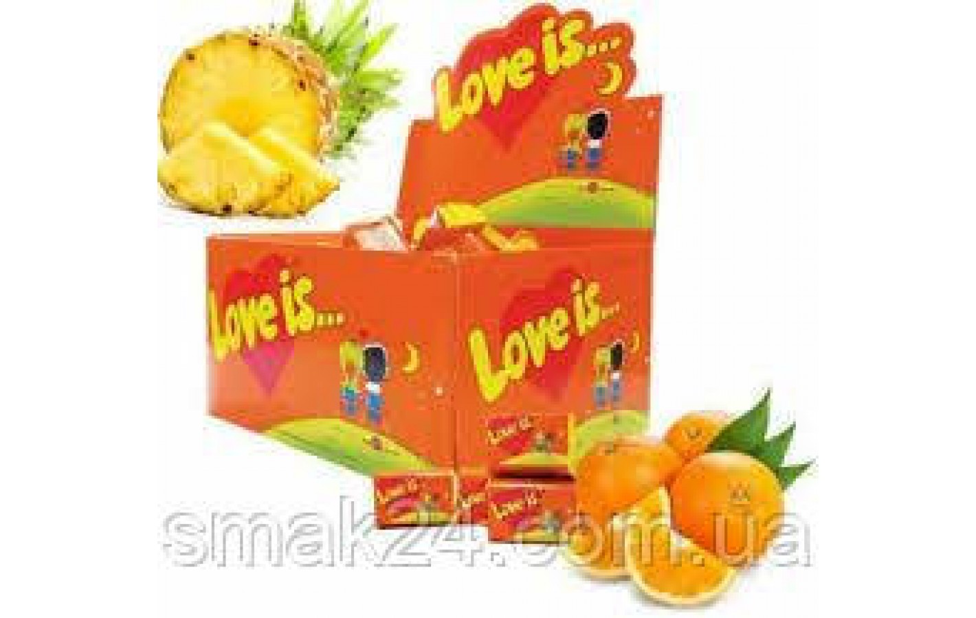 Жевательная резинка со вкусом ананаса и апельсина Love Is 4,2г/1шт Турция