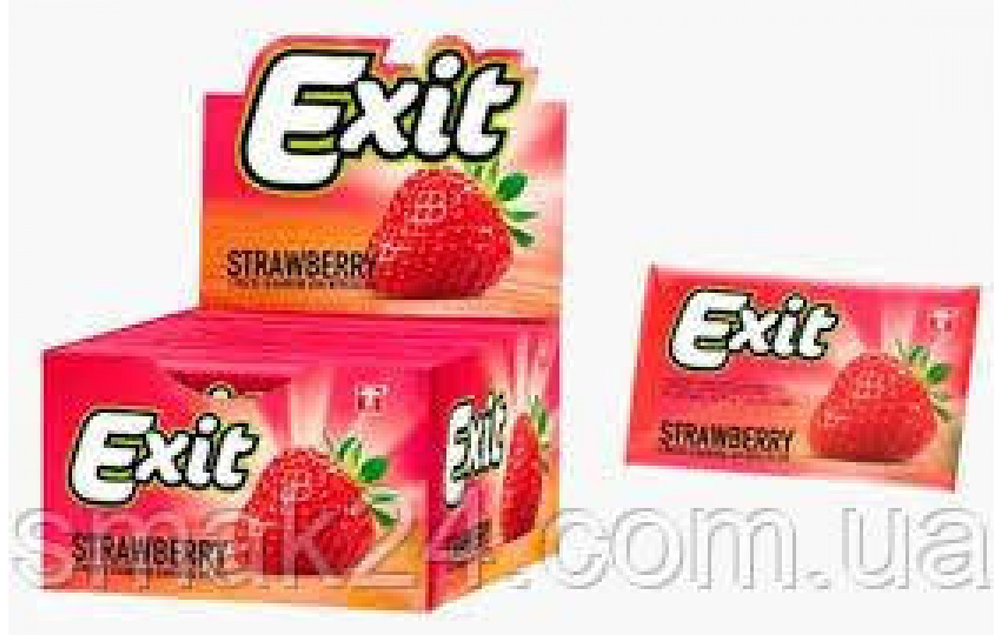 Жевательная резинка БЕЗ САХАРА со вкусом клубники в пластинках Exit 11г/5шт Турция