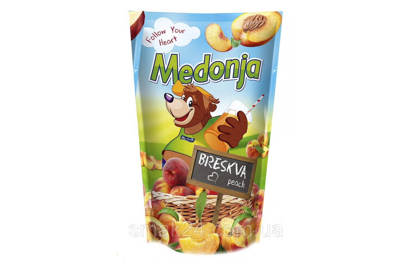 Напиток сокосодержащий Персиковый Medonja Peach 0.2 л с трубочкой Сербия