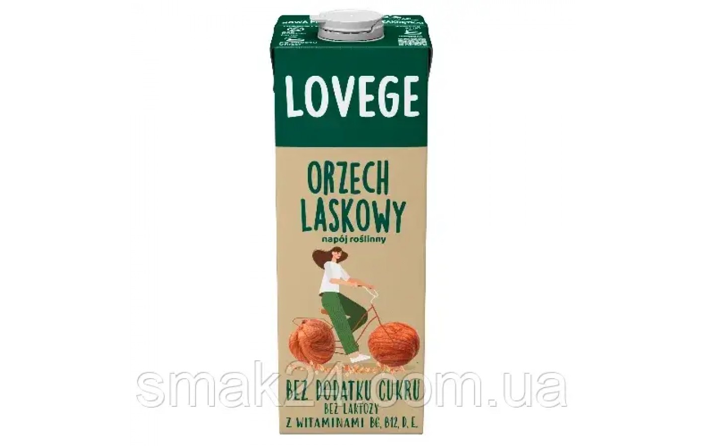 Напій рослинний Горіховий БЕЗ ЛАКТОЗИ та ДОБАВЛЕННЯ САХАРА Lovege Orzech Hazelnut 1 л Польща
