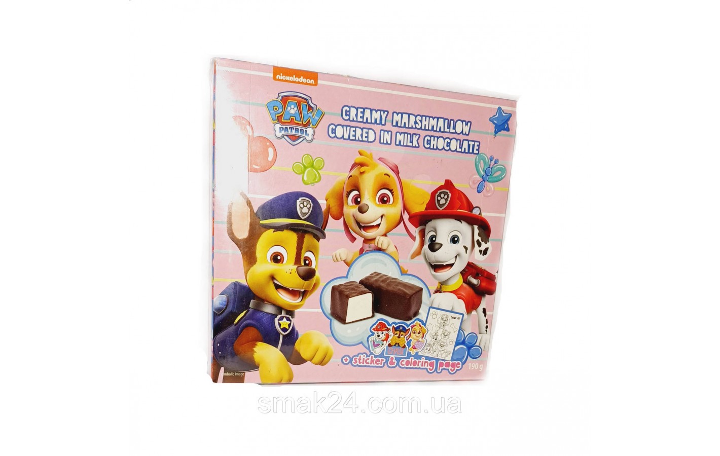Цукерки вершкове суфле у молочному шоколаді Paw Patrol Creamy Marshmallow 190г Польща