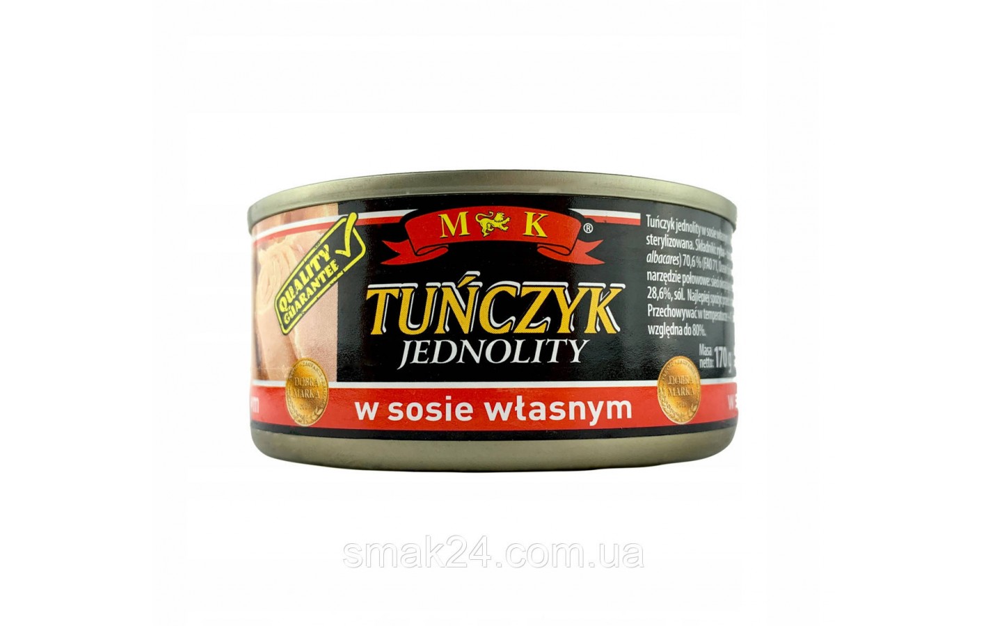 Тунец в собственном соку M&K Tunczyk Jednolity w sosie wlasnym 170г/120г Польша