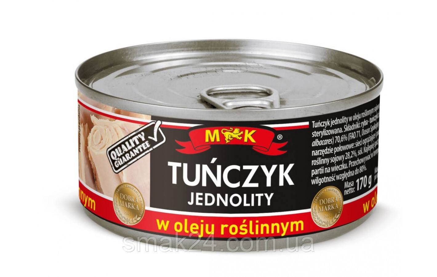 Тунець у олії M&K Tunczyk Jednolity w oleju roslinnym 170г/120г Польща