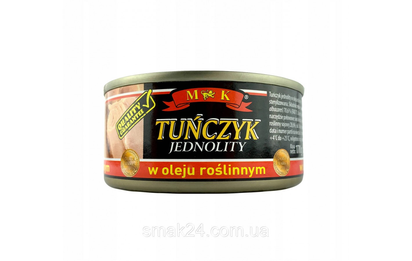 Тунець у олії M&K Tunczyk Jednolity w oleju roslinnym 170г/120г Польща