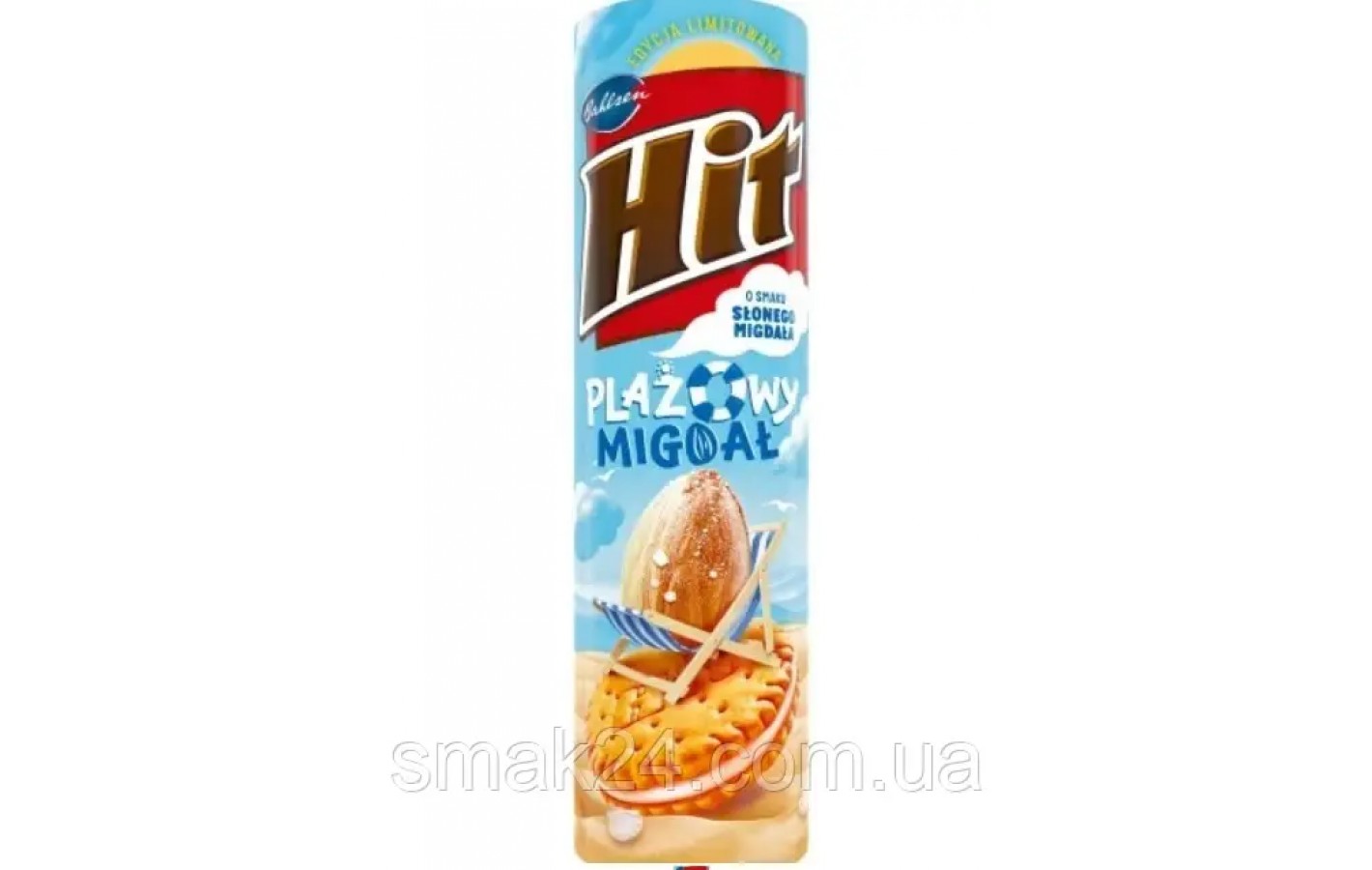 Печиво сендвіч зі смаком солоного мигдалю Hit Beach Almond 220г Польща