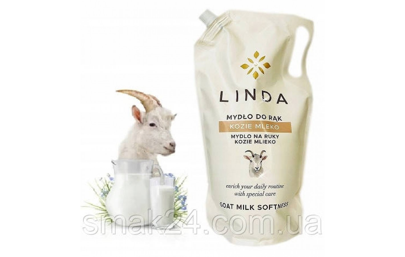 Мыло для рук жидкое увлажняющее с козьим молоком Linda Mydlo do rak Goat milk Softness 900мл Польша