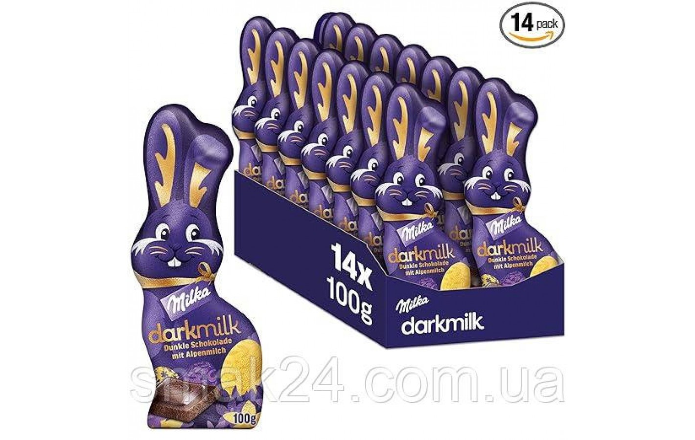 Шоколад Улыбающийся Зайчик Milka SCHMUNZELHASE DARK MILK 100г
