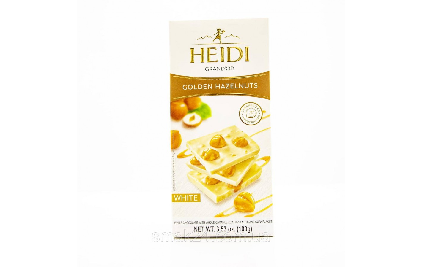 Шоколад білий карамелізований із суцільним фундуком Heidi Golden Hazelnuts 100 г Румунія