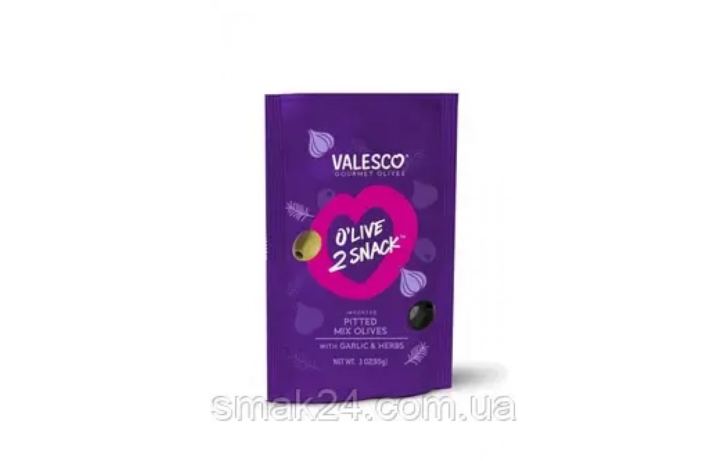 Оливки МИКС без косточки с чесноком и травами Valescoi 85г Турция