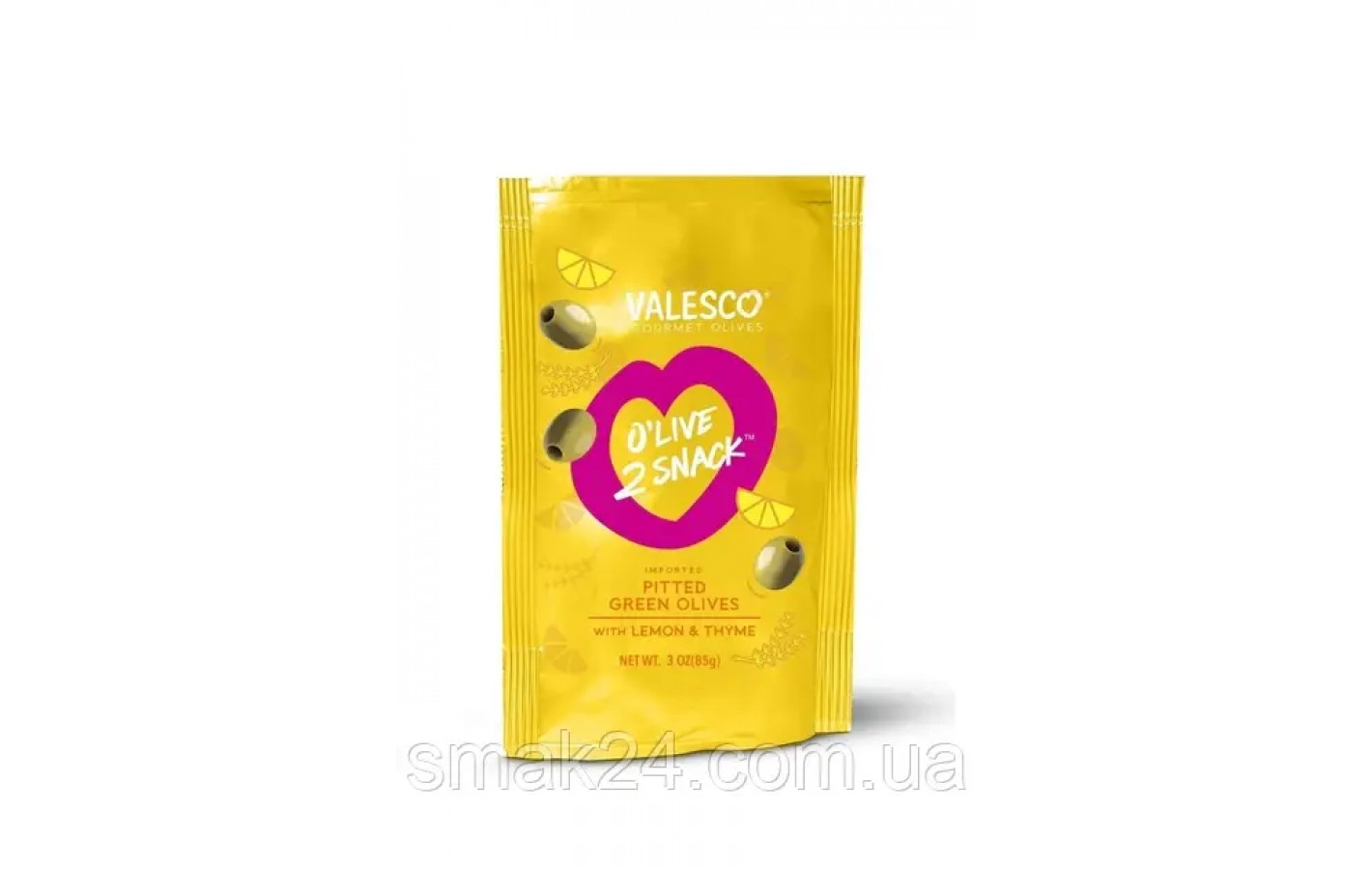 Зеленые оливки без косточки с лимоном и тимьяном Valescoi 85г Турция