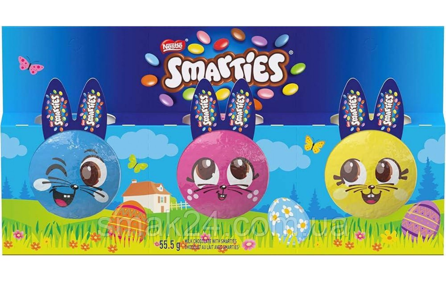 Шоколад c начинкой из драже в цветной глазури Smarties Nestle 3шт 55,5г Швейцария